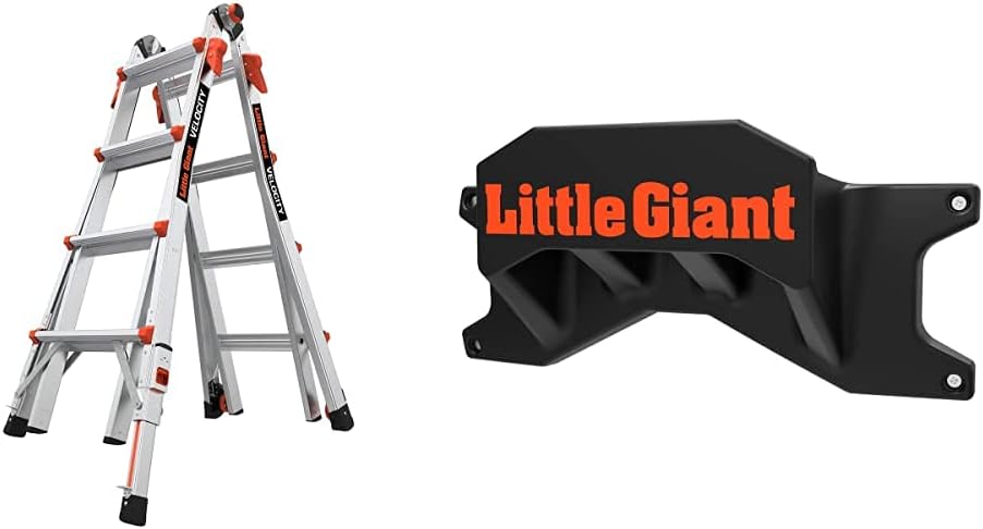 Little Giant Ladders Velocity 17-Ft Folding Multi-Position Ladder, Aluminum, 300 lb Load Capacity, Type 1A Extra Heavy Duty, 18-Ft Reach, with Ratchet Levelers and Wheels (15417-801)