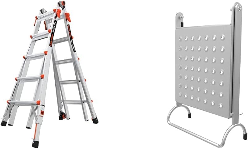 Little Giant Ladders Velocity 17-Ft Folding Multi-Position Ladder, Aluminum, 300 lb Load Capacity, Type 1A Extra Heavy Duty, 18-Ft Reach, with Ratchet Levelers and Wheels (15417-801)