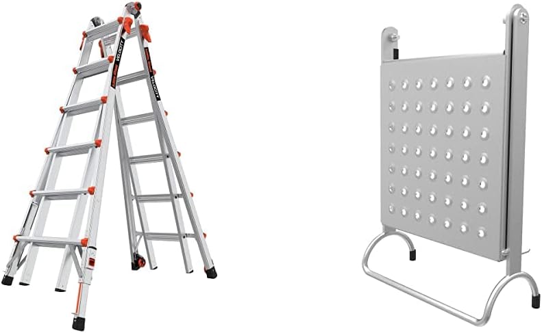 Little Giant Ladders Velocity 17-Ft Folding Multi-Position Ladder, Aluminum, 300 lb Load Capacity, Type 1A Extra Heavy Duty, 18-Ft Reach, with Ratchet Levelers and Wheels (15417-801)