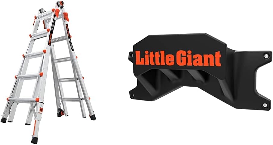 Little Giant Ladders Velocity 17-Ft Folding Multi-Position Ladder, Aluminum, 300 lb Load Capacity, Type 1A Extra Heavy Duty, 18-Ft Reach, with Ratchet Levelers and Wheels (15417-801)