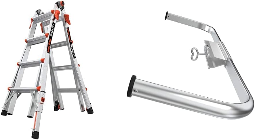 Little Giant Ladders Velocity 17-Ft Folding Multi-Position Ladder, Aluminum, 300 lb Load Capacity, Type 1A Extra Heavy Duty, 18-Ft Reach, with Ratchet Levelers and Wheels (15417-801)