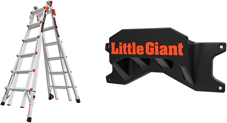 Little Giant Ladders Velocity 17-Ft Folding Multi-Position Ladder, Aluminum, 300 lb Load Capacity, Type 1A Extra Heavy Duty, 18-Ft Reach, with Ratchet Levelers and Wheels (15417-801)