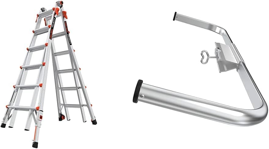 Little Giant Ladders Velocity 17-Ft Folding Multi-Position Ladder, Aluminum, 300 lb Load Capacity, Type 1A Extra Heavy Duty, 18-Ft Reach, with Ratchet Levelers and Wheels (15417-801)