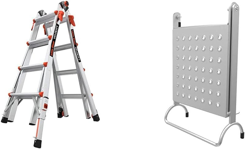Little Giant Ladders Velocity 17-Ft Folding Multi-Position Ladder, Aluminum, 300 lb Load Capacity, Type 1A Extra Heavy Duty, 18-Ft Reach, with Ratchet Levelers and Wheels (15417-801)