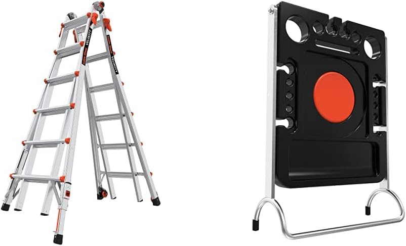 Little Giant Ladders Velocity 17-Ft Folding Multi-Position Ladder, Aluminum, 300 lb Load Capacity, Type 1A Extra Heavy Duty, 18-Ft Reach, with Ratchet Levelers and Wheels (15417-801)