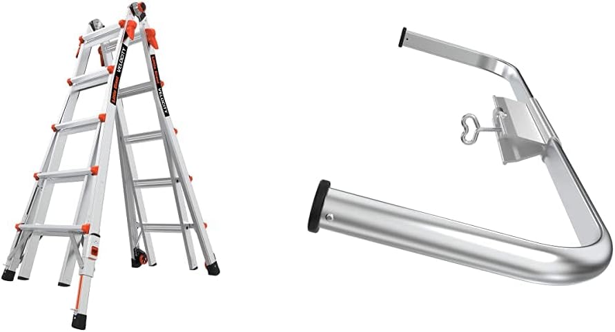 Little Giant Ladders Velocity 17-Ft Folding Multi-Position Ladder, Aluminum, 300 lb Load Capacity, Type 1A Extra Heavy Duty, 18-Ft Reach, with Ratchet Levelers and Wheels (15417-801)