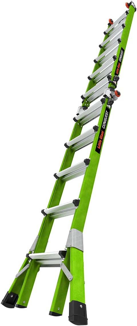 Little Giant Ladders Systems Conquest 2.0, M22, 22ft, Multi-Position Ladder, Fiberglass, Type 1A, 300 lbs Weight Rating, (17122-001), Green