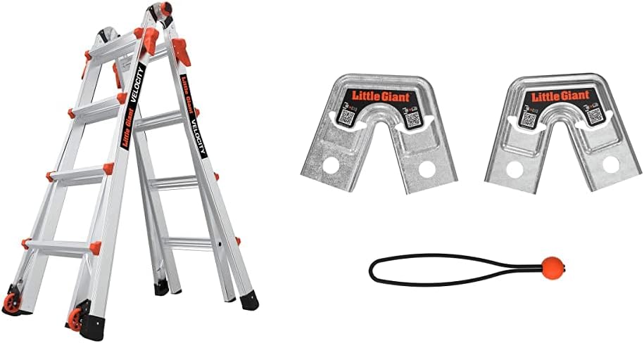 Little Giant Ladders Velocity 17-Ft Folding Multi-Position Ladder, Aluminum, 300 lb Load Capacity, Type 1A Extra Heavy Duty, 18-Ft Reach, with Ratchet Levelers and Wheels (15417-801)
