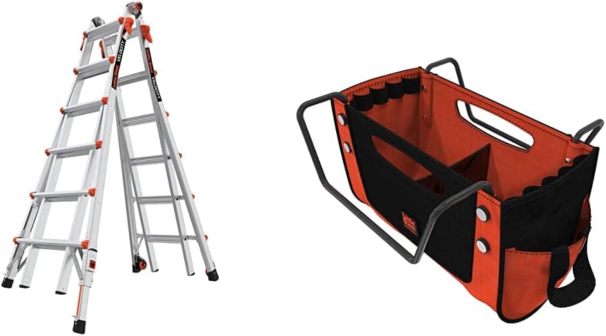 Little Giant Ladders Velocity 17-Ft Folding Multi-Position Ladder, Aluminum, 300 lb Load Capacity, Type 1A Extra Heavy Duty, 18-Ft Reach, with Ratchet Levelers and Wheels (15417-801)