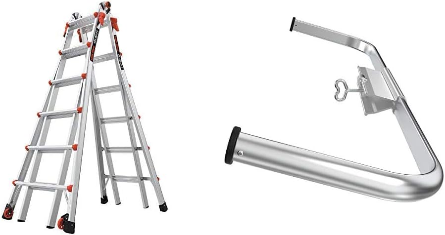Little Giant Ladders Velocity 17-Ft Folding Multi-Position Ladder, Aluminum, 300 lb Load Capacity, Type 1A Extra Heavy Duty, 18-Ft Reach, with Ratchet Levelers and Wheels (15417-801)