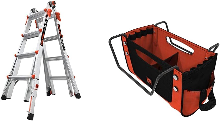Little Giant Ladders Velocity 17-Ft Folding Multi-Position Ladder, Aluminum, 300 lb Load Capacity, Type 1A Extra Heavy Duty, 18-Ft Reach, with Ratchet Levelers and Wheels (15417-801)