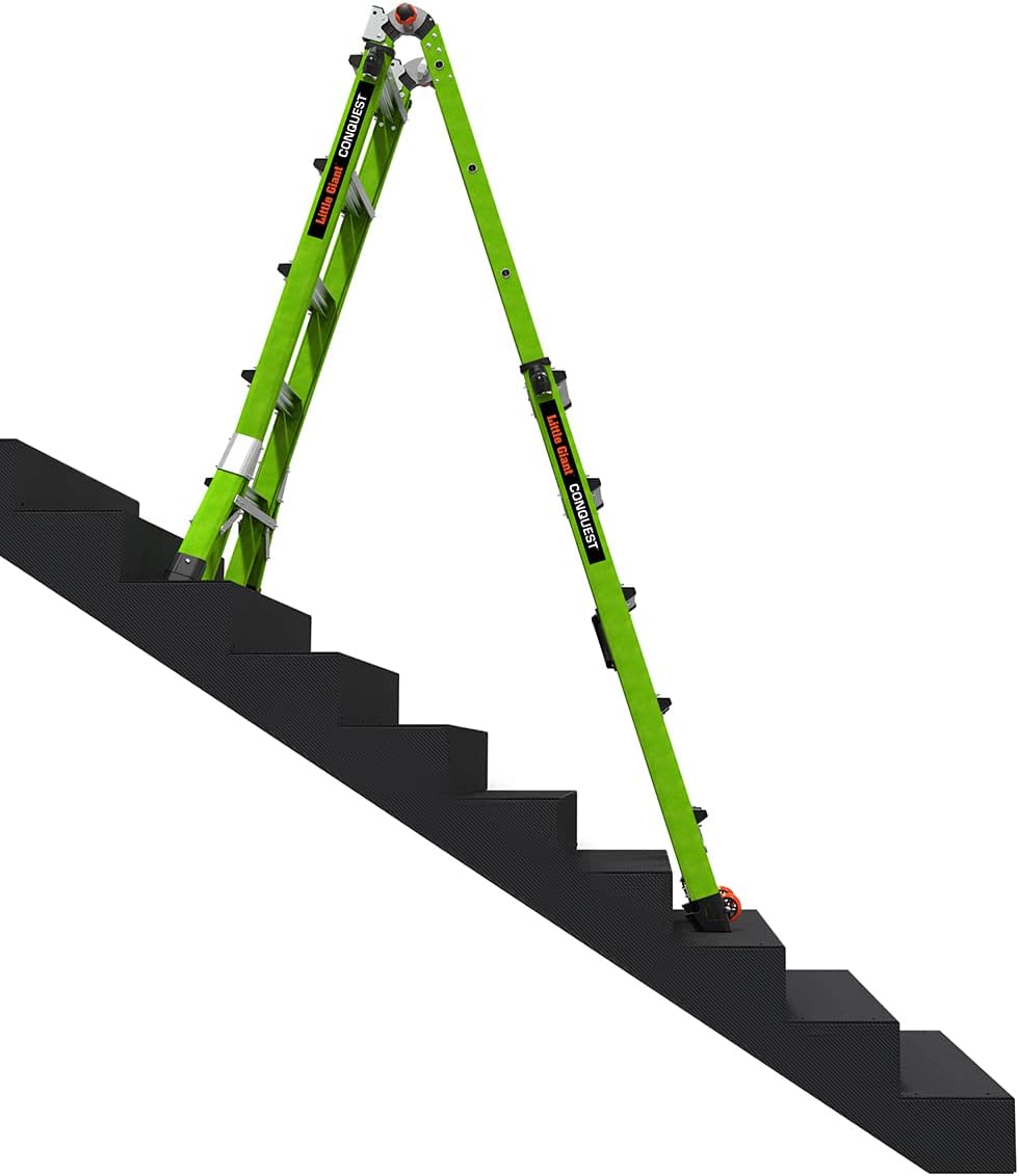 Little Giant Ladders Systems Conquest 2.0, M22, 22ft, Multi-Position Ladder, Fiberglass, Type 1A, 300 lbs Weight Rating, (17122-001), Green