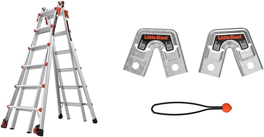 Little Giant Ladders Velocity 17-Ft Folding Multi-Position Ladder, Aluminum, 300 lb Load Capacity, Type 1A Extra Heavy Duty, 18-Ft Reach, with Ratchet Levelers and Wheels (15417-801)