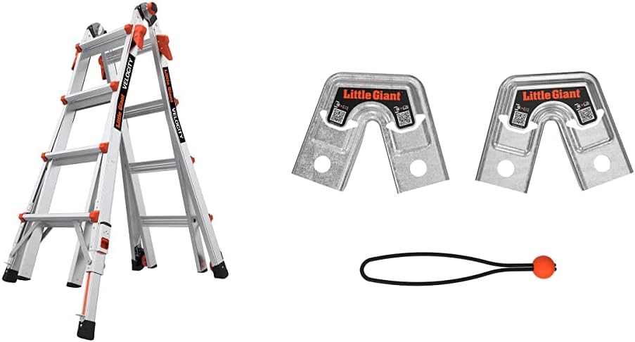 Little Giant Ladders Velocity 17-Ft Folding Multi-Position Ladder, Aluminum, 300 lb Load Capacity, Type 1A Extra Heavy Duty, 18-Ft Reach, with Ratchet Levelers and Wheels (15417-801)