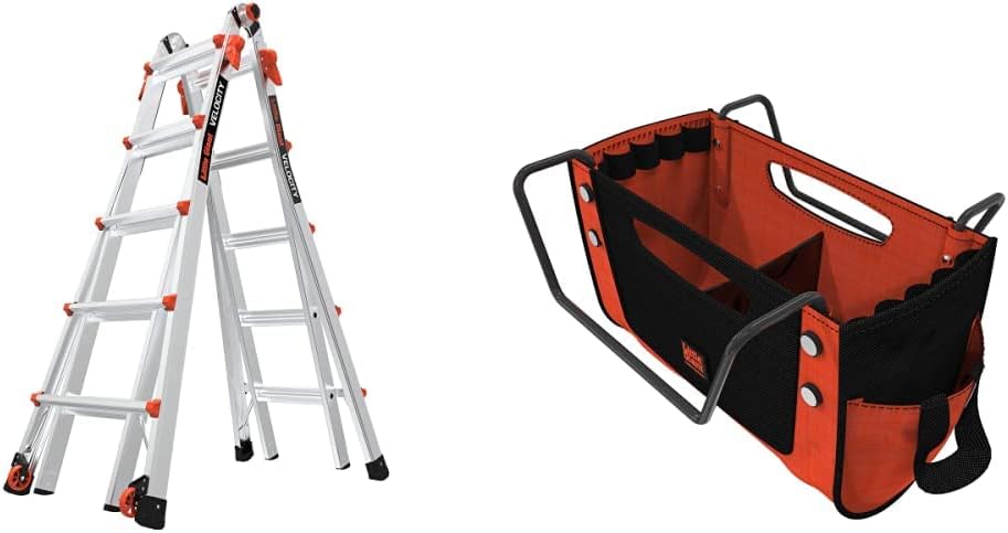 Little Giant Ladders Velocity 17-Ft Folding Multi-Position Ladder, Aluminum, 300 lb Load Capacity, Type 1A Extra Heavy Duty, 18-Ft Reach, with Ratchet Levelers and Wheels (15417-801)