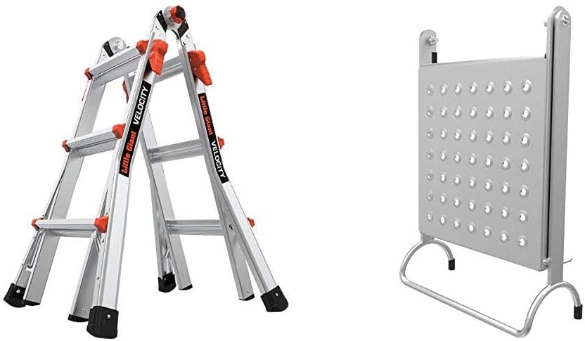 Little Giant Ladders Velocity 17-Ft Folding Multi-Position Ladder, Aluminum, 300 lb Load Capacity, Type 1A Extra Heavy Duty, 18-Ft Reach, with Ratchet Levelers and Wheels (15417-801)