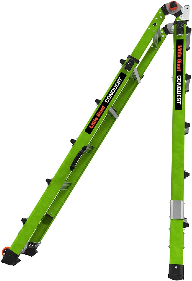 Little Giant Ladders Systems Conquest 2.0, M22, 22ft, Multi-Position Ladder, Fiberglass, Type 1A, 300 lbs Weight Rating, (17122-001), Green