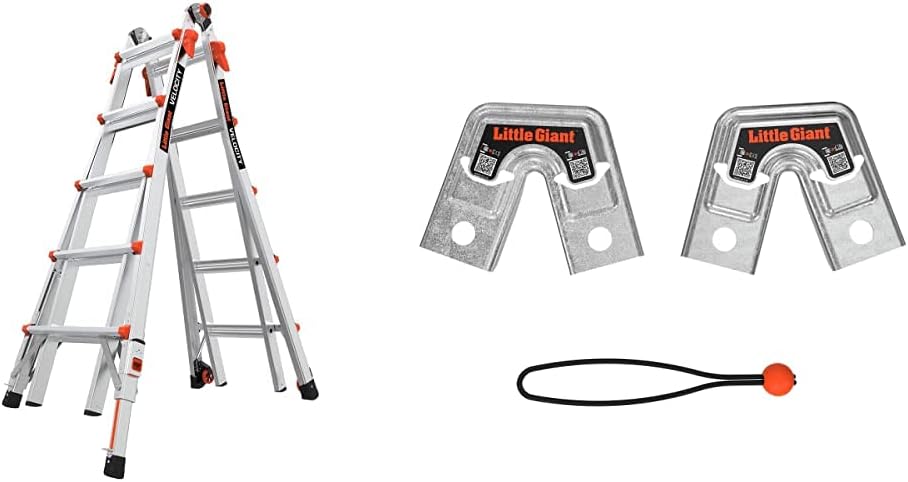Little Giant Ladders Velocity 17-Ft Folding Multi-Position Ladder, Aluminum, 300 lb Load Capacity, Type 1A Extra Heavy Duty, 18-Ft Reach, with Ratchet Levelers and Wheels (15417-801)