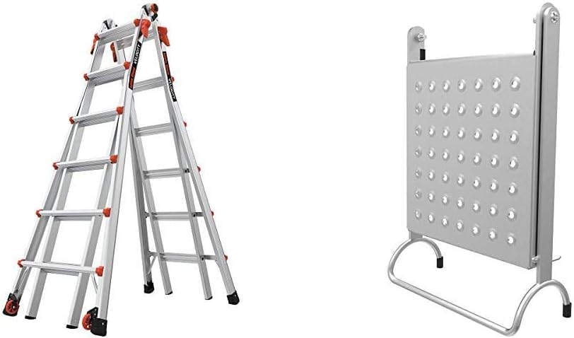 Little Giant Ladders Velocity 17-Ft Folding Multi-Position Ladder, Aluminum, 300 lb Load Capacity, Type 1A Extra Heavy Duty, 18-Ft Reach, with Ratchet Levelers and Wheels (15417-801)