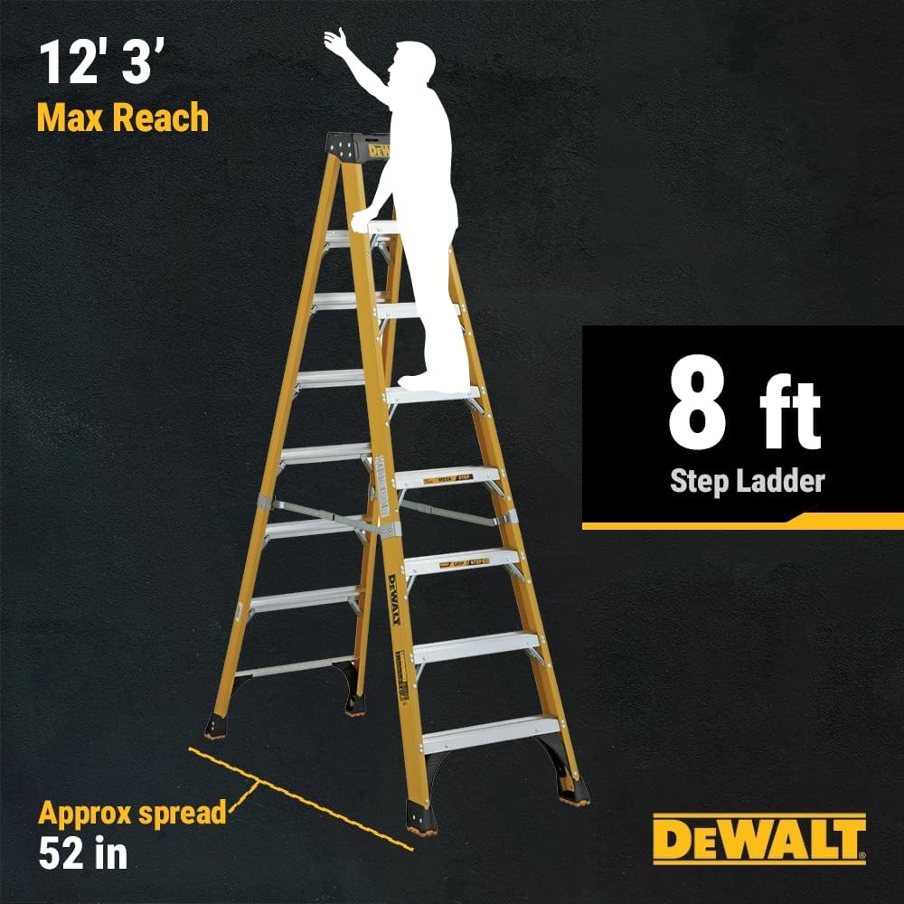 DeWalt 500lb Rated FG Stepladder 8' DXL3810-08