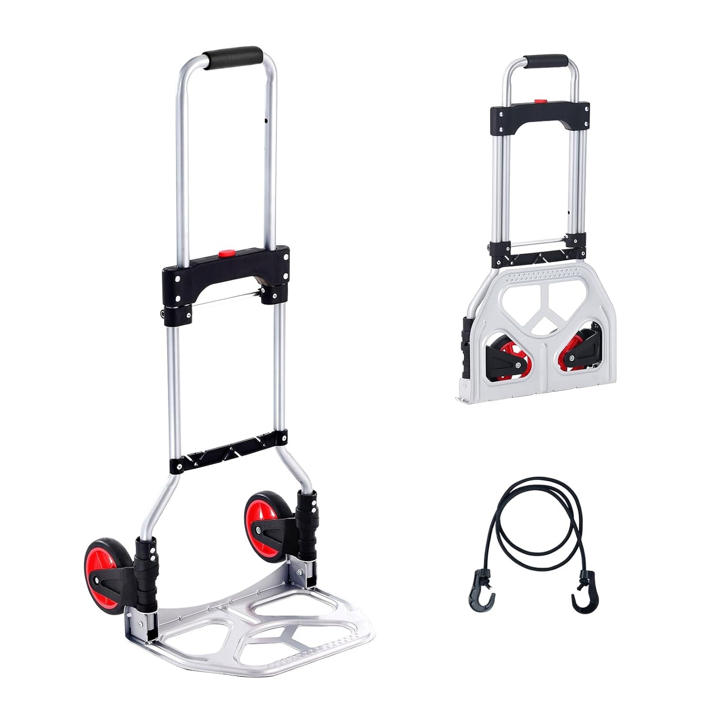 VEVOR Aluminum Truck, 2 in 1, 800 lbs Load Capacity, Heavy Duty Industrial Convertible Folding Hand Truck and Dolly, Utility Cart Converts from Hand Truck to Platform Cart with Rubber Wheels