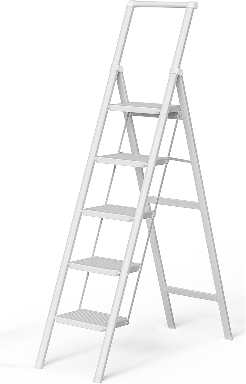 3 Step Ladder, Folding Step Stool with Anti-Slip Wide Sturdy Pedal, Multi-Use for Home and Kitchen Use, Space Saving-Woodgrain(300 lbs Capacity)
