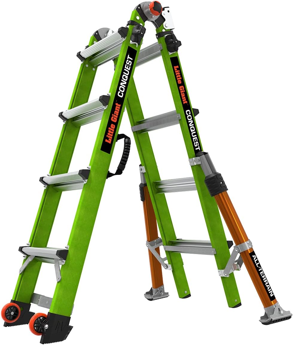 Little Giant Ladders Systems Conquest 2.0, M22, 22ft, Multi-Position Ladder, Fiberglass, Type 1A, 300 lbs Weight Rating, (17122-001), Green