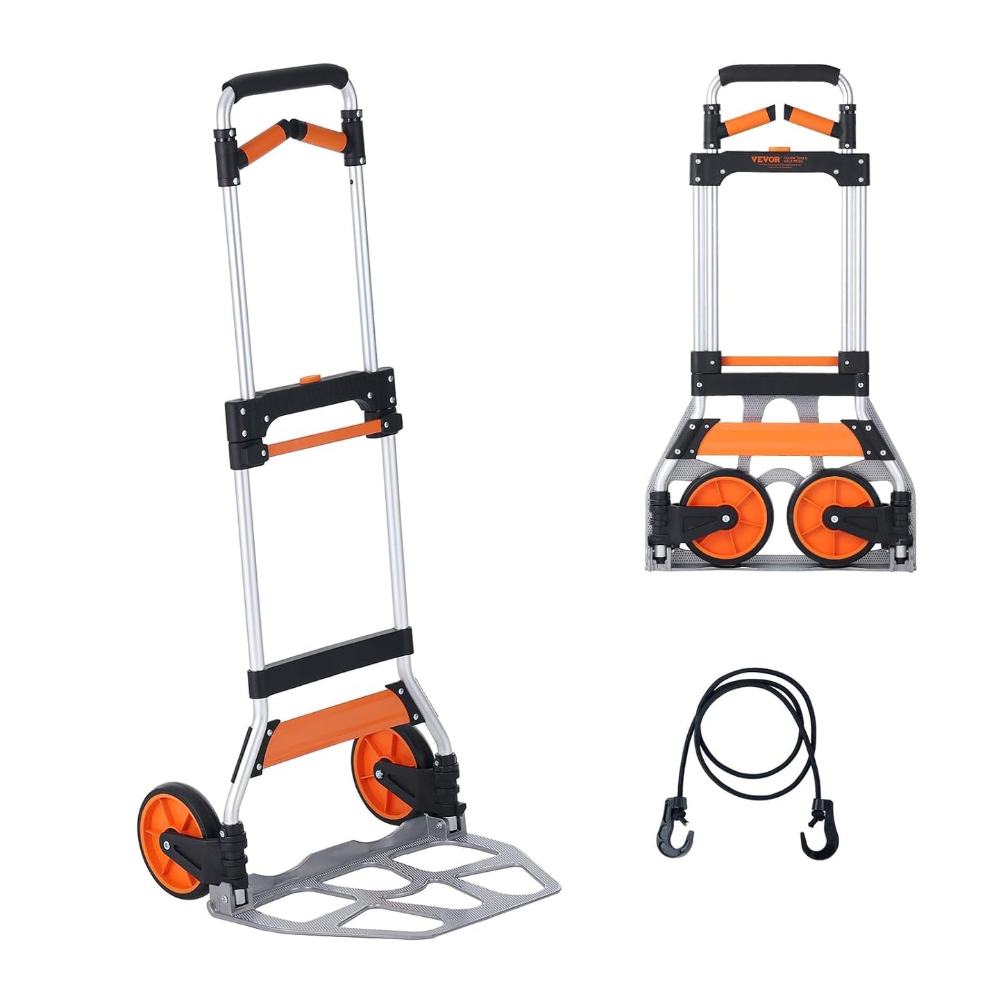 VEVOR Aluminum Truck, 2 in 1, 800 lbs Load Capacity, Heavy Duty Industrial Convertible Folding Hand Truck and Dolly, Utility Cart Converts from Hand Truck to Platform Cart with Rubber Wheels