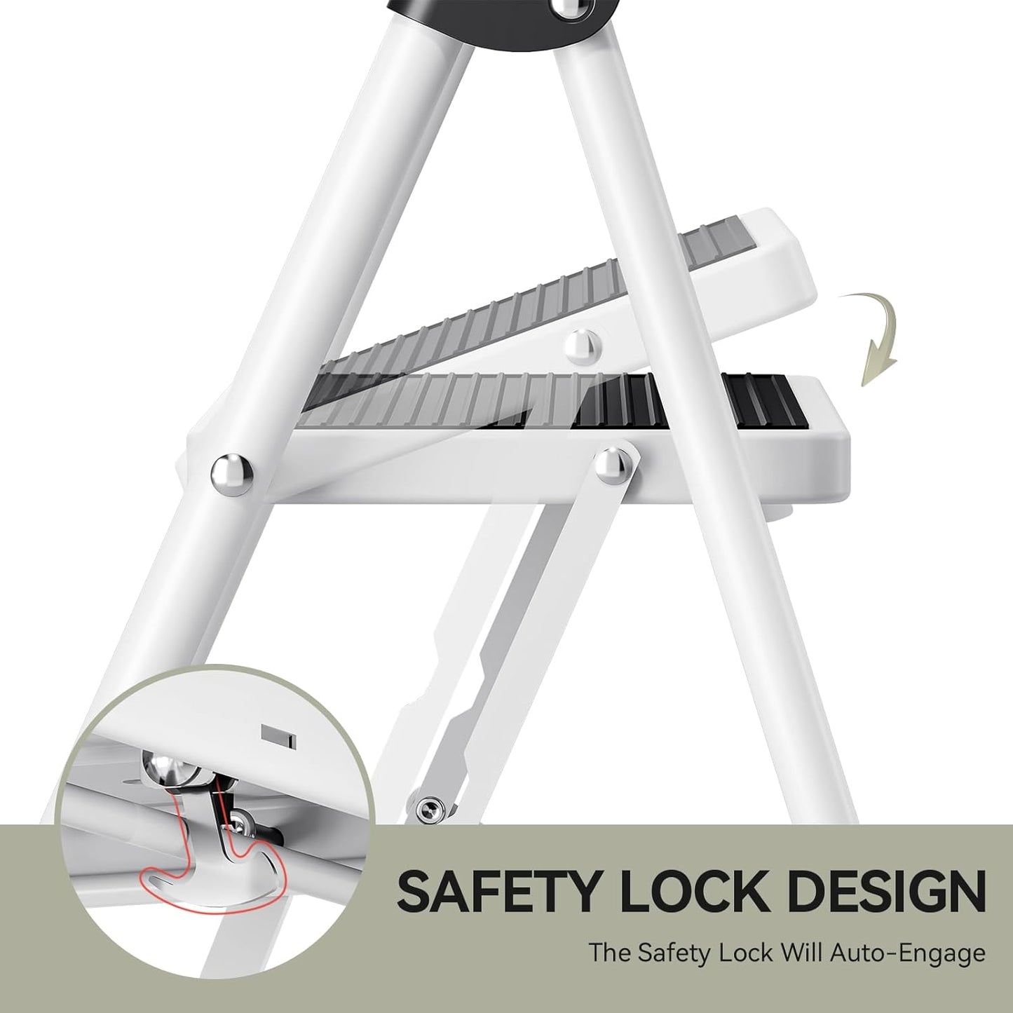 KINGRACK Step Ladder 4 Step Folding Step Stool for Adults with Handrails Heavy Duty Steel Sturdy Lightweight Collapsible Portable Step Ladder with Anti-Slip Wide Pedal,White