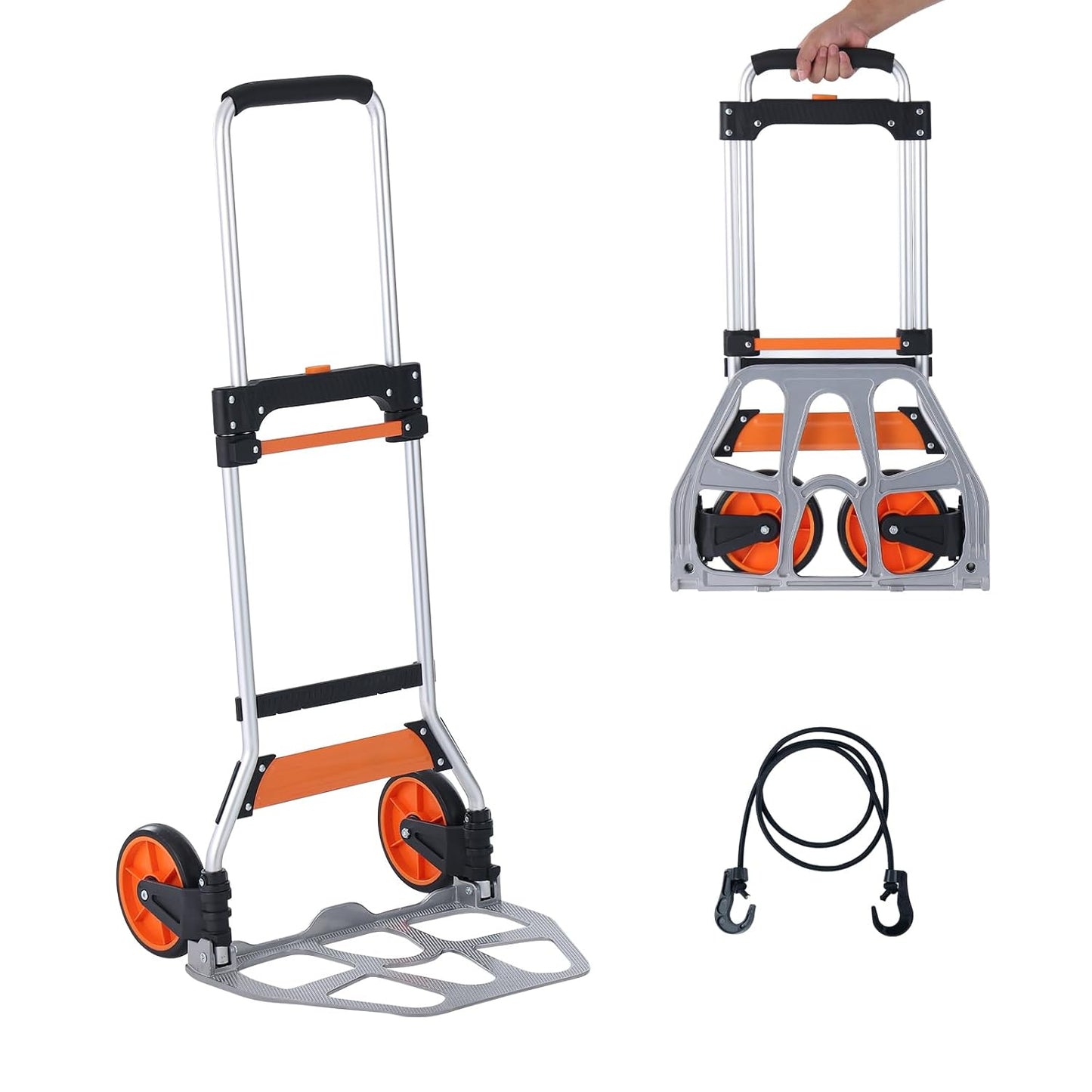 VEVOR Aluminum Truck, 2 in 1, 800 lbs Load Capacity, Heavy Duty Industrial Convertible Folding Hand Truck and Dolly, Utility Cart Converts from Hand Truck to Platform Cart with Rubber Wheels