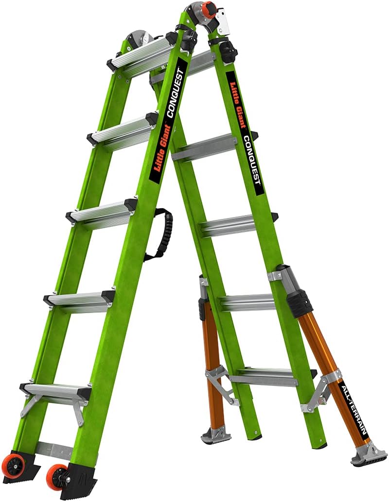 Little Giant Ladders Systems Conquest 2.0, M22, 22ft, Multi-Position Ladder, Fiberglass, Type 1A, 300 lbs Weight Rating, (17122-001), Green