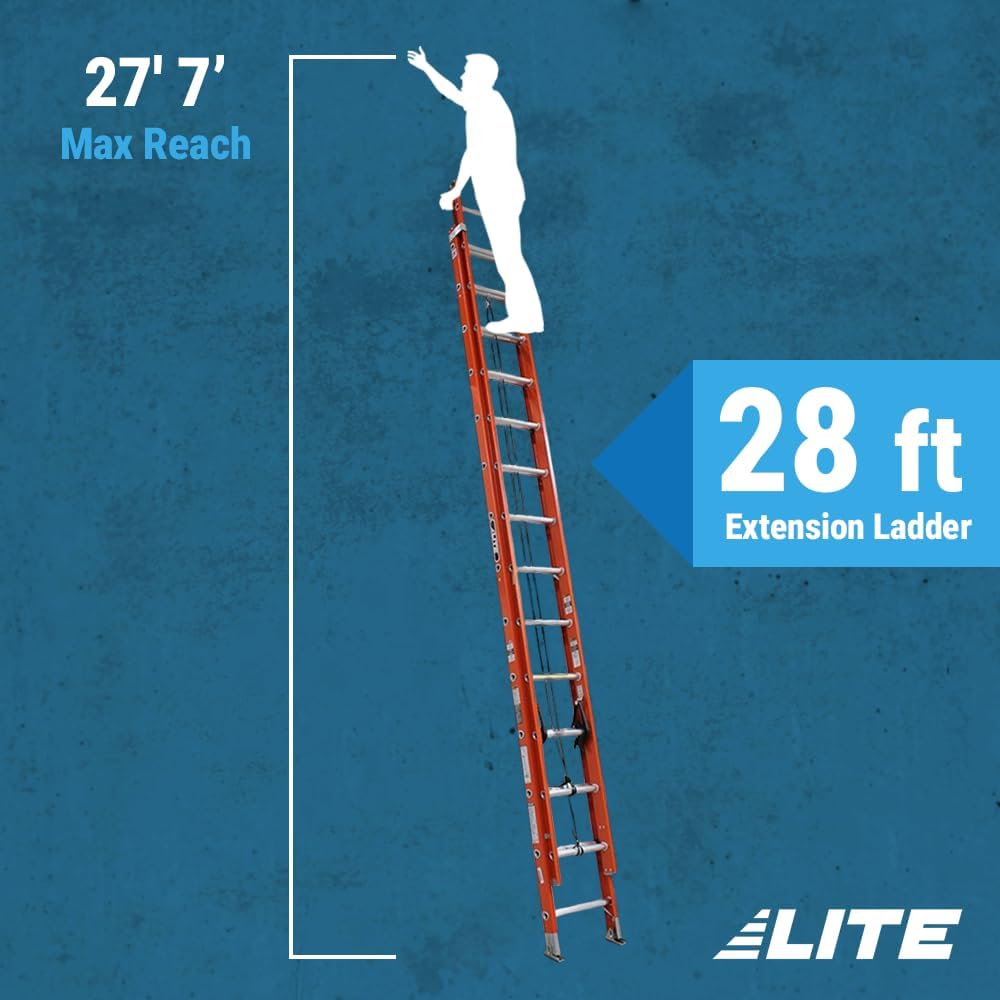 LITE 28-foot Fiberglass Extension Ladder, 300-Pound Load Capacity, Type IA, LP-3021-28