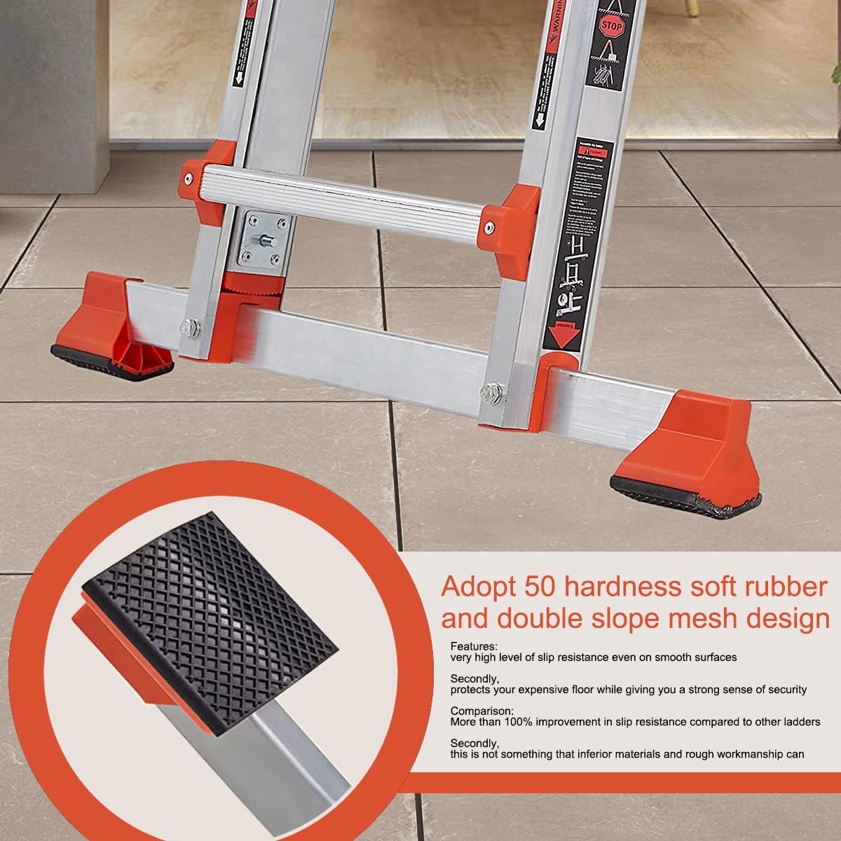 Ladder, A Frame 6 Step Ladder Extension, 22 Ft Anti-Slip Multi Position Ladder, Storage Folding Ladder, 330 lbs Security Load Telescoping Aluminum Ladders for Stairs Home Indoor Outdoor Roof