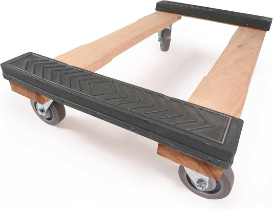 US Cargo Control Furniture Dolly Heavy Duty with Rubber Caps 18" x 32", 1,000 LBS Capacity, Heavy Duty 4 Wheel Dolly for Moving Furniture and Heavy Items, Non-Marking 4" Rubber Swivel Wheels