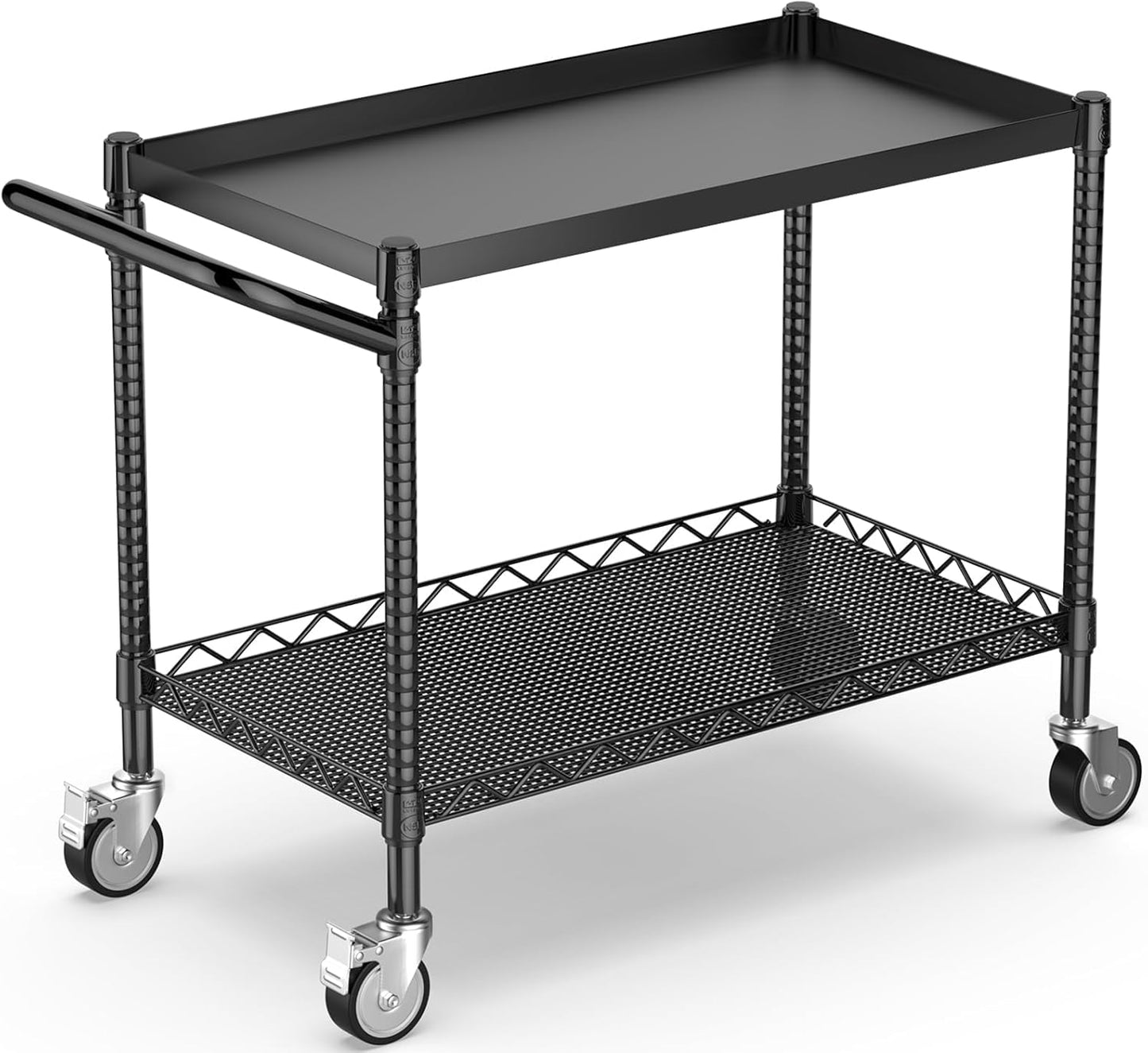 Leteuke 1120LBS Heavy Duty Rolling Utility Cart,3 Tier Rolling Carts with Wheels,NSF Commercial Grade with Handle Bar & Shelf Liners,45"x25"x39"Storage Cart for Kitchen,Restaurant,Plant Display,Chrome