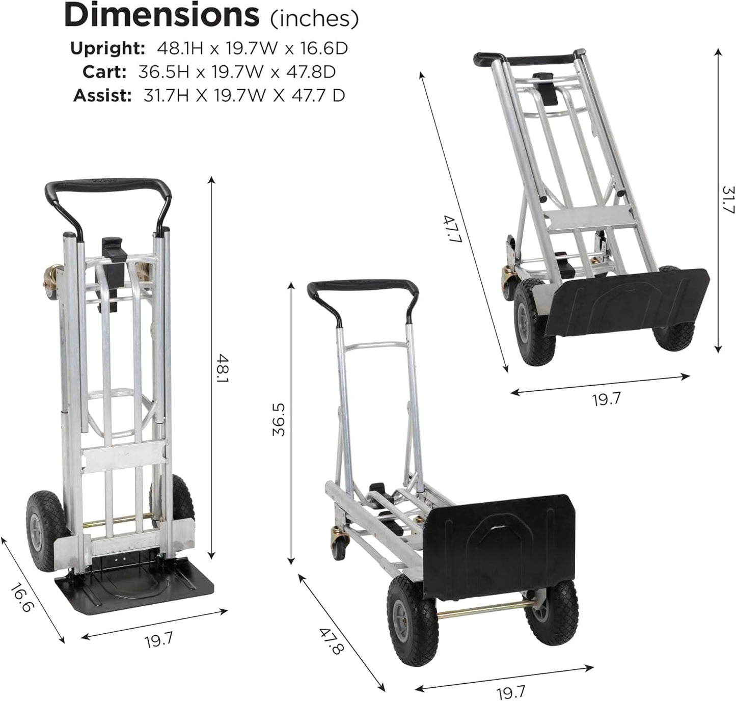 COSCO 4-in-1 Folding Series Hand Truck with Flat-Free Wheels