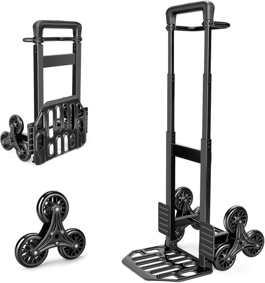 KEDSUM Folding Stair Climbing Dolly, 460lbs Heavy Duty Stair Climbing Cart with Telescoping Handle, 100% Thickened Upgraded Steel Dolly Cart with Wheels for Stairs, Height 49.2 inch, Easy to Fold