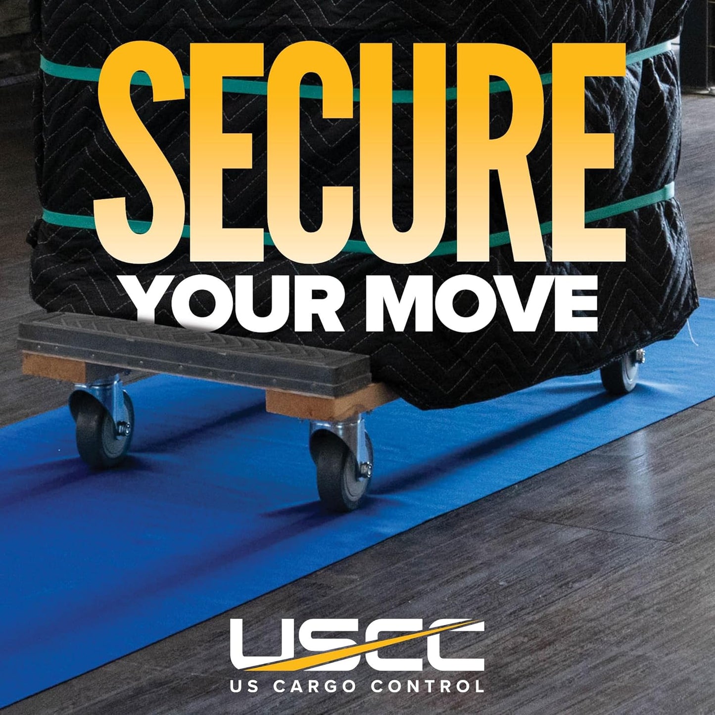 US Cargo Control Furniture Dolly Heavy Duty with Rubber Caps 18" x 32", 1,000 LBS Capacity, Heavy Duty 4 Wheel Dolly for Moving Furniture and Heavy Items, Non-Marking 4" Rubber Swivel Wheels