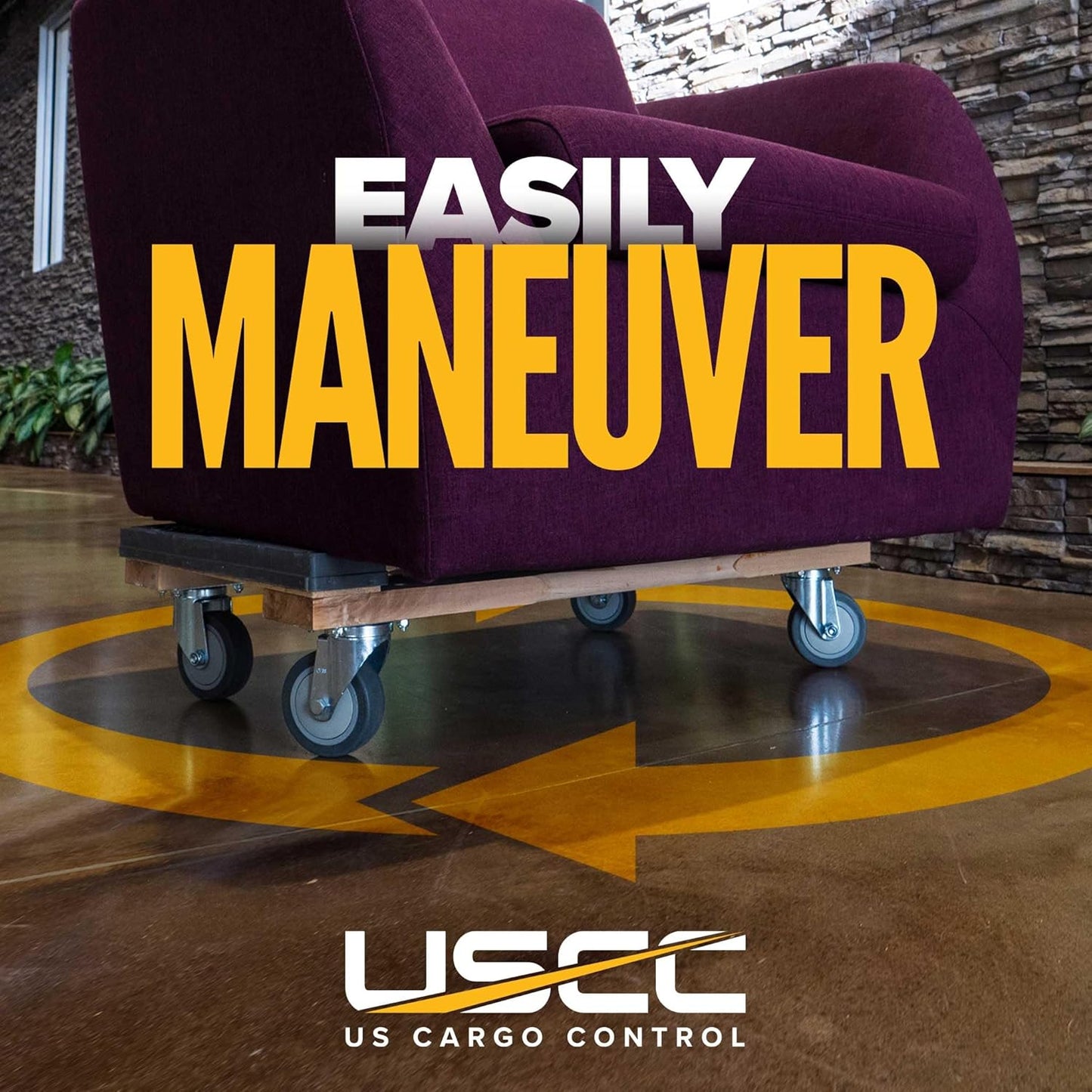 US Cargo Control Furniture Dolly Heavy Duty with Rubber Caps 18" x 32", 1,000 LBS Capacity, Heavy Duty 4 Wheel Dolly for Moving Furniture and Heavy Items, Non-Marking 4" Rubber Swivel Wheels