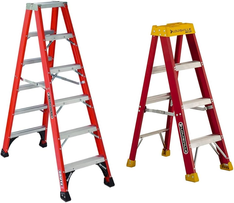 Louisville Ladder 6-Foot Fiberglass Twin Front Step Ladder, 375-Pound Load Capacity, Type IAA, FM1406HD