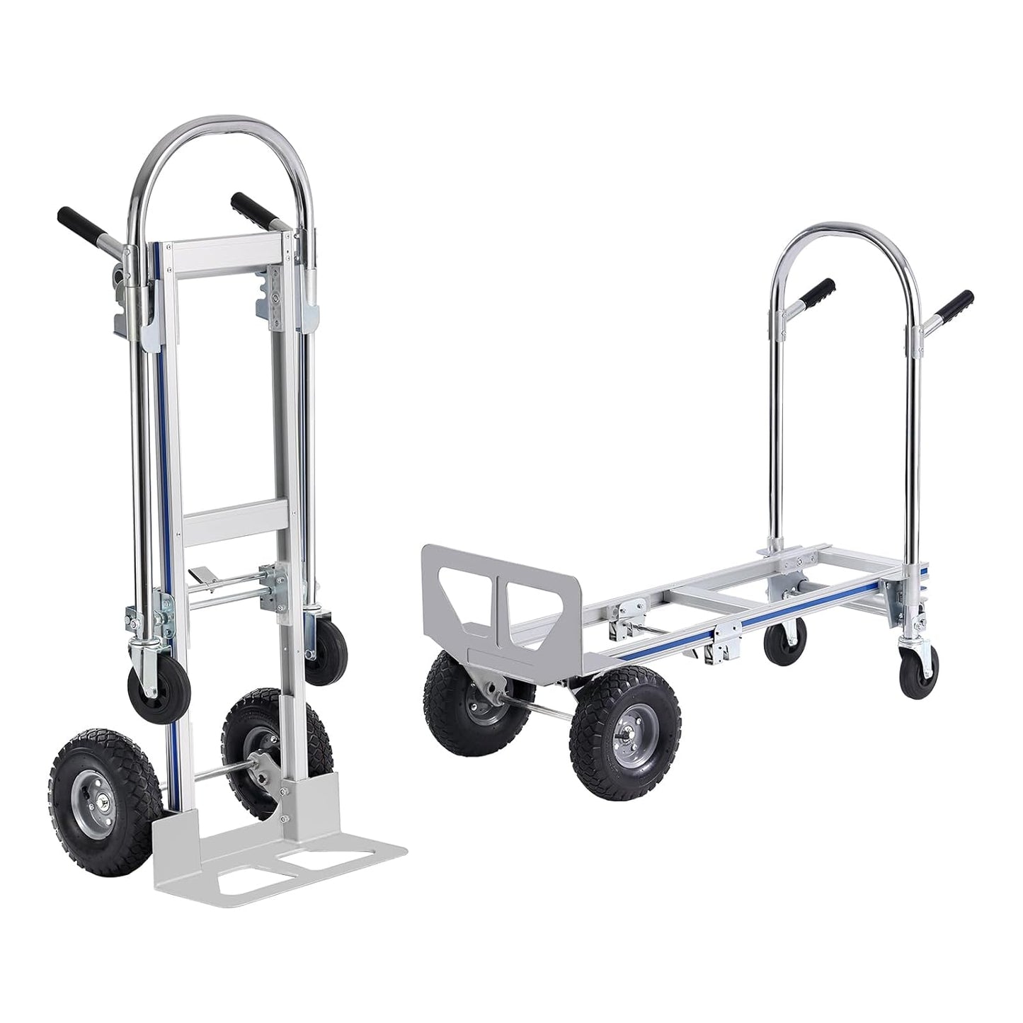VEVOR Aluminum Truck, 2 in 1, 800 lbs Load Capacity, Heavy Duty Industrial Convertible Folding Hand Truck and Dolly, Utility Cart Converts from Hand Truck to Platform Cart with Rubber Wheels