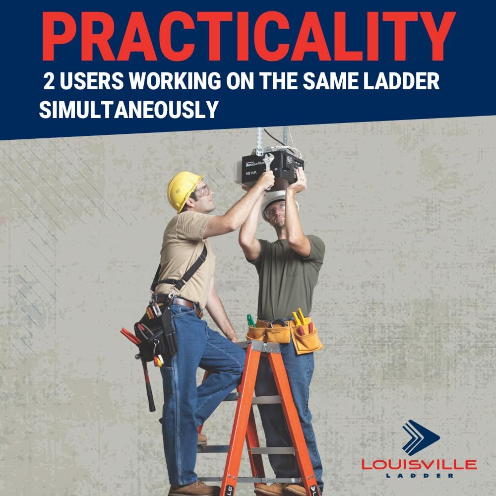 Louisville Ladder 6-Foot Fiberglass Twin Front Step Ladder, 375-Pound Load Capacity, Type IAA, FM1406HD