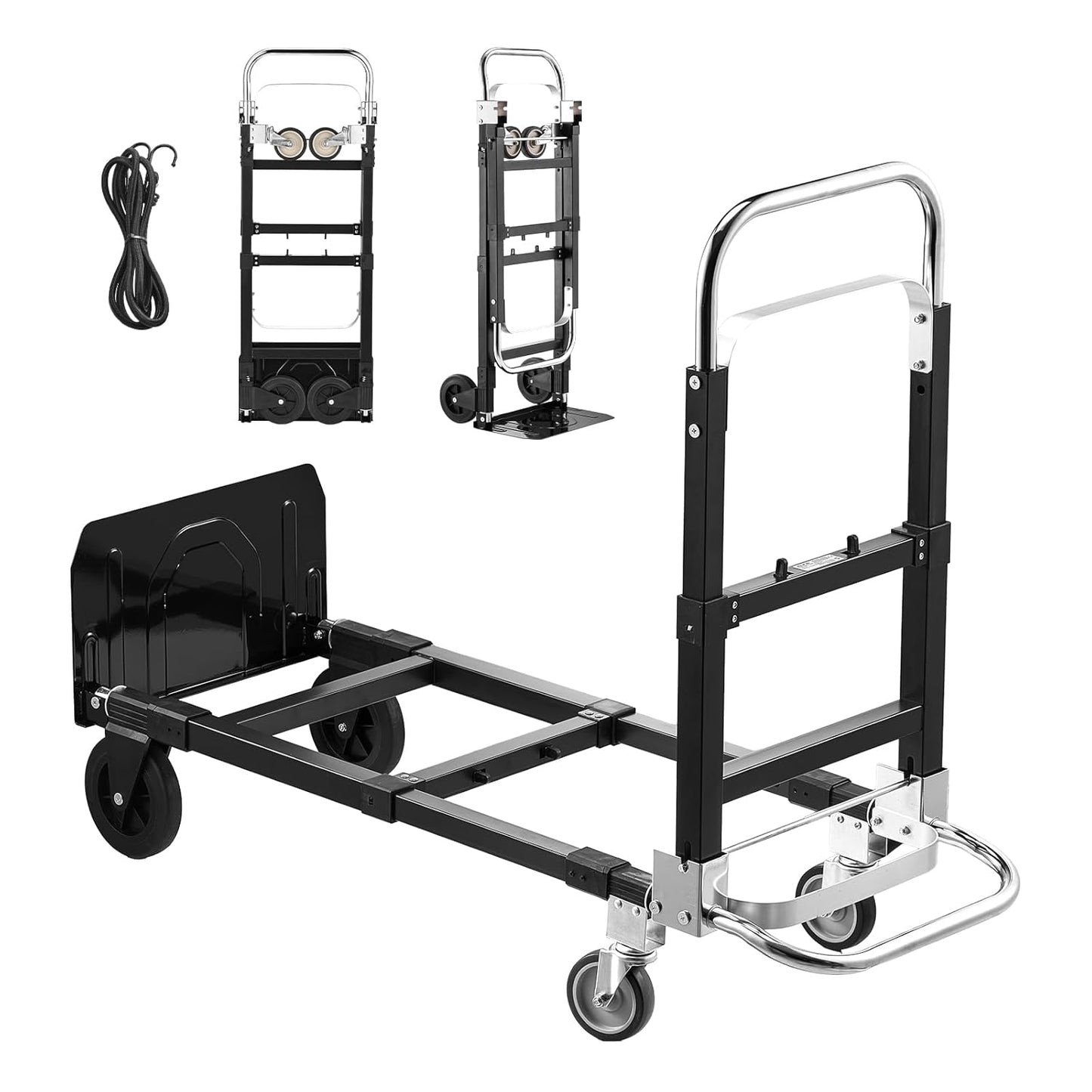 VEVOR Aluminum Truck, 2 in 1, 800 lbs Load Capacity, Heavy Duty Industrial Convertible Folding Hand Truck and Dolly, Utility Cart Converts from Hand Truck to Platform Cart with Rubber Wheels
