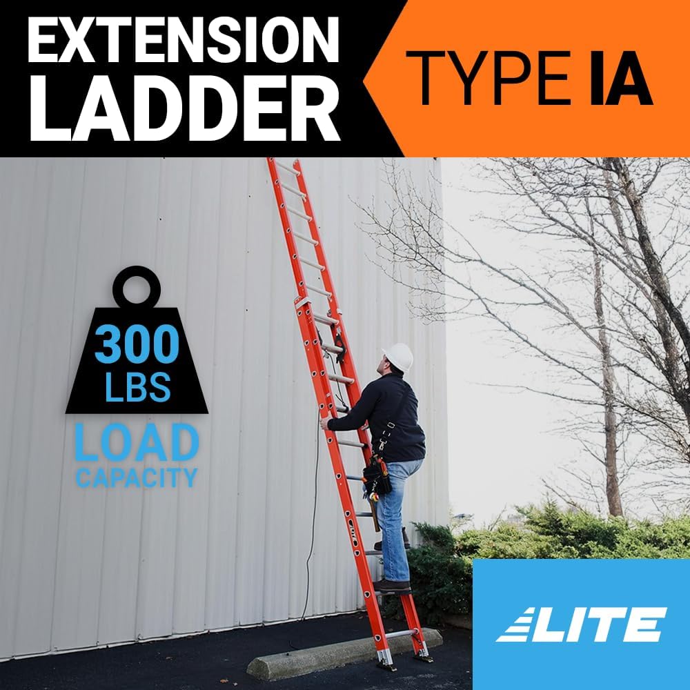 LITE 28-foot Fiberglass Extension Ladder, 300-Pound Load Capacity, Type IA, LP-3021-28