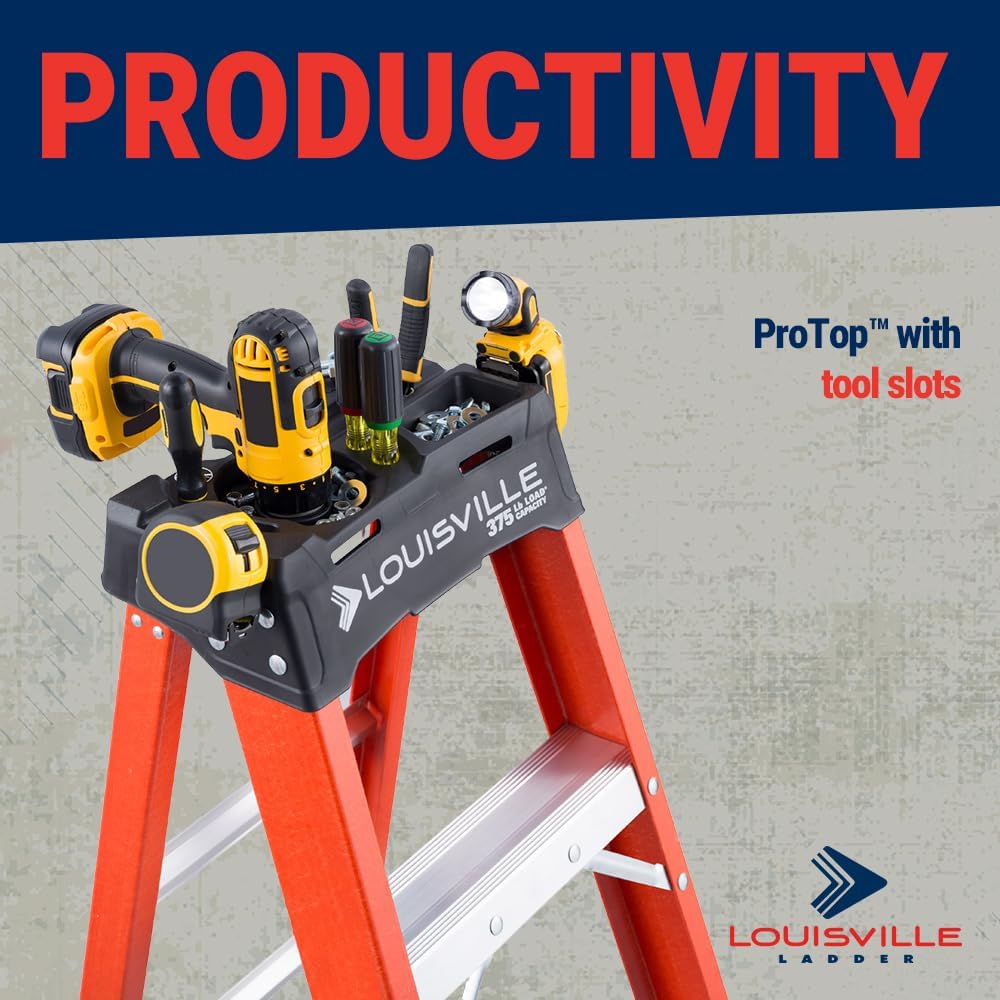 Louisville Ladder 8-Foot Fiberglass Step Ladder, 375-Pound Load Capacity, Type IAA, FS1408HD