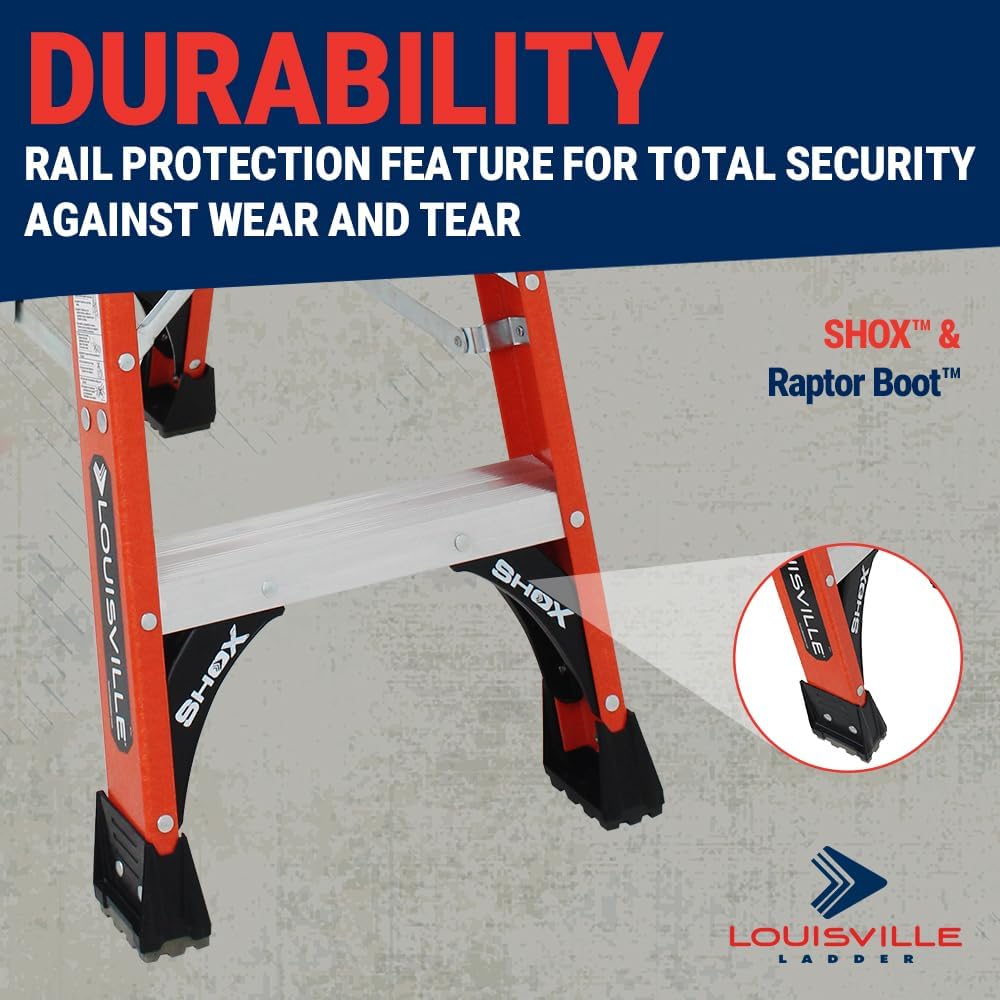 Louisville Ladder 6-Foot Fiberglass Twin Front Step Ladder, 375-Pound Load Capacity, Type IAA, FM1406HD