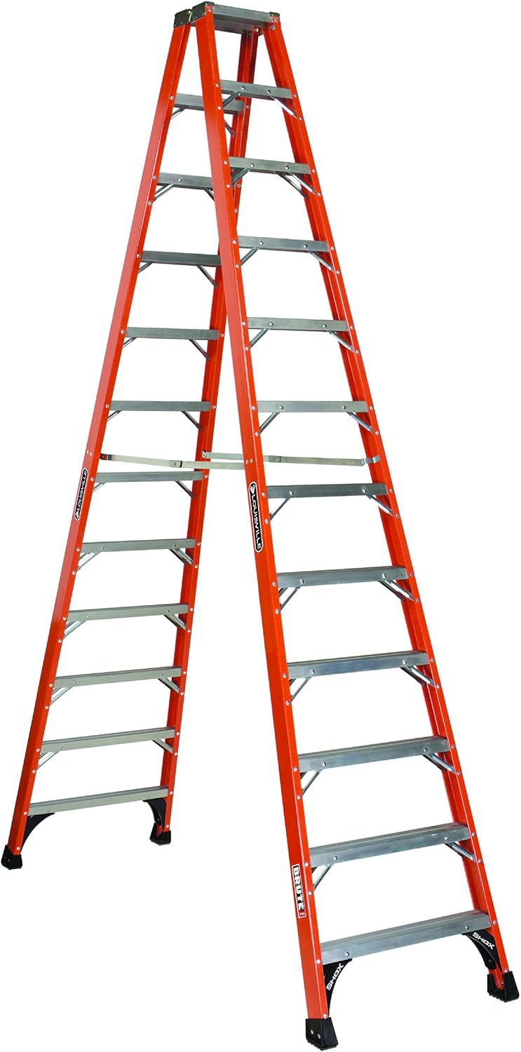 Louisville Ladder 6-Foot Fiberglass Twin Front Step Ladder, 375-Pound Load Capacity, Type IAA, FM1406HD