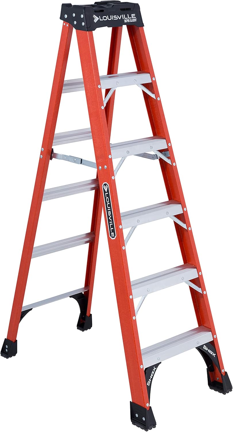 Louisville Ladder 8-Foot Fiberglass Step Ladder, 375-Pound Load Capacity, Type IAA, FS1408HD