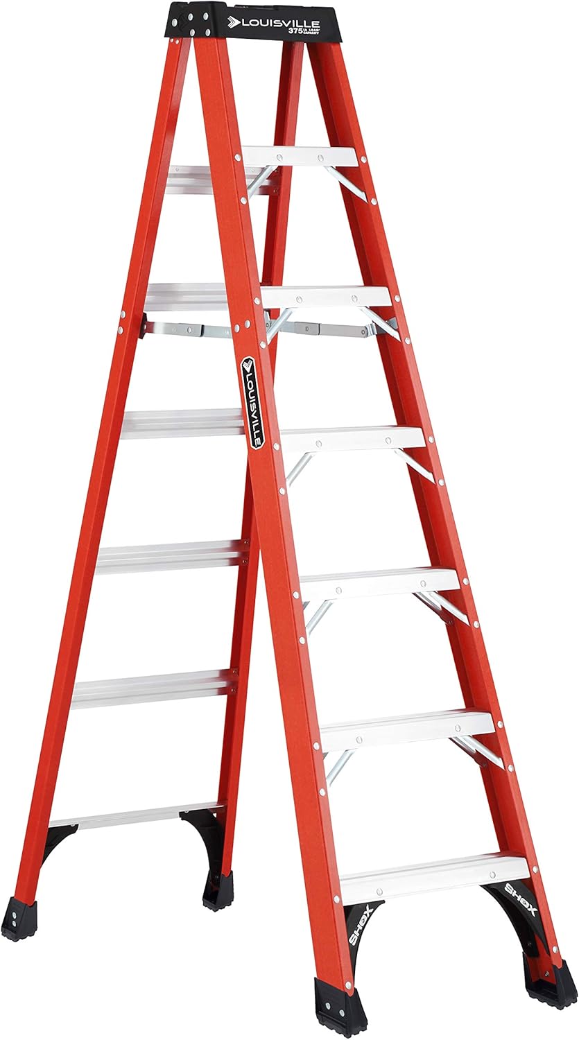 Louisville Ladder 8-Foot Fiberglass Step Ladder, 375-Pound Load Capacity, Type IAA, FS1408HD
