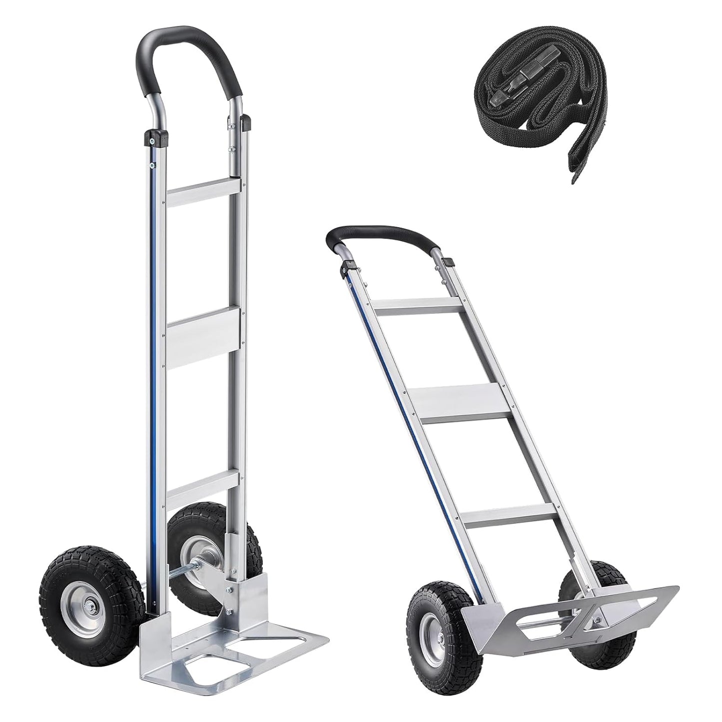 VEVOR Aluminum Truck, 2 in 1, 800 lbs Load Capacity, Heavy Duty Industrial Convertible Folding Hand Truck and Dolly, Utility Cart Converts from Hand Truck to Platform Cart with Rubber Wheels